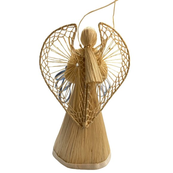 Handcrafted Straw Angel With Floral Accents - Picture 3 of 7